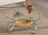 Minimalist style metal frame double-layer tempered glass coffee table, size 31.5 * 31.5 * 17.7 80572019