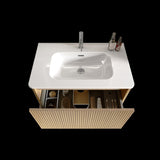 U049-Etna30W-306 Etna 30" Striped Natural Oak Bathroom Vanity with White Ceramic Sink, Wall Mounted W1865P147107