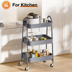 ZUN 3 Tier Small Rolling Cart, Metal Utility Storage Organizer Kitchen Trolley Bathroom Laundry Room Bar 53334839