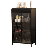 47.6" Tall Metal Storage Cabinet with Glass Doors & Flip-Top, 4-Tier Display Cabinet with Open W3122P272697