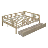 Full Size Daybed Wood Bed with Two Drawers, Natural WF301868AAN