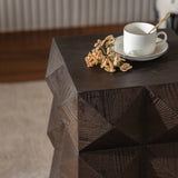 23.62"Height Three-dimensional Embossed Pattern Design Retro Side Table Retro Wooden Nightstand W757P250946