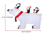 5FT Lighted Christmas Inflatable Decoration, Inflatable Polar Bear and Penguis, Funny Blow Up Yard 00445988