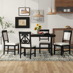 ZUN 5-Piece Retro Dining Set, Rectangular Wooden Dining Table 4 Upholstered Chairs for Dining Room 34220752