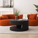 ZUN 31.5'' Round Coffee Table,Modern Center Table with Storage,Vertical Stripe Design Coffee Table for W757P206007