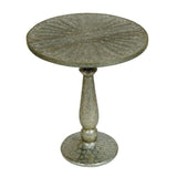 WOODEN AND WHITE METAL FITTED TABLE 69345.00