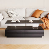 Modern Black Rectangular LED Lights Coffee Table with 2 drawers in 47.2" N735P250962B