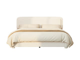 Boucle Queen Bed Frame with Adjustable Height Modern Platform Bed with Curved Cloud N733P439495K