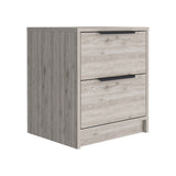 Kaia Nightstand , End Table, Side Table Two Drawers, Metal Handle -Light Gray B20091875