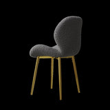 Modern minimalist grey teddy velvet Dining Chairs Set of 2 with sturdy gold metal legs and W1727P251125