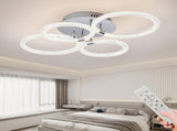 Modern LED Flush Mount Ceiling Light with Dimmable Remote Control, 6Rings Acrylic for Bedroom, 98567404