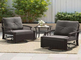 3-Piece Patio Furniture Set, Wicker Outdoor Bistro Set Swivel Glider Patio Chairs x 2 with Cushions, T3623P505190