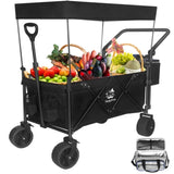Collapsible Wagon 140L Wagons Carts Foldable with Removable Canopy, Folding Wagon Cart with Wheels T3060P247149