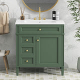 30'' Bathroom Vanity with Top Sink, Modern Bathroom Storage Cabinet with 2 Drawers and a Tip-out N710P206904F
