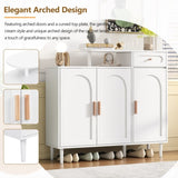 ZUN ON-TREND Elegant Shoe Cabinet with Arched Doors and Drawer, Cream Style Storage Sideboard with WF321210AAK