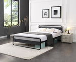 ZUN Industrial Platform Queen Bed Frame/Mattress Foundation with Rustic Headboard and Footboard, Strong D22676093