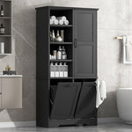 ZUN Bathroom Storage Cabinet with Doors and Drawers, Tilt-Out Laundry Hamper, Multiple Storage Space, N725P208543B