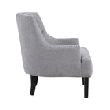 Modern Traditional Accent Chair Gray Chenille Upholstery Button-Tufted Solid Wood 1pc Living Room B011P182660