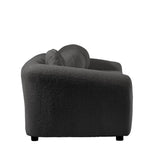 ZUN 87.7" Modern Curved Sofa, Back Upholstered Couch with 5 Decorative Throw Pillows, Teddy Fabric Couch 82719769