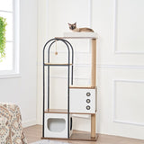 ZUN cat climbing frame,Cat Tree,Modern Cat Tower, Multi-Level Cat Condo with 1 Caves,2 Scratching W1687P181875