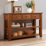 48'' Solid Pine Wood Top Console Table, Modern Entryway Sofa Side Table with 3 Storage Drawers and 2 W120290517