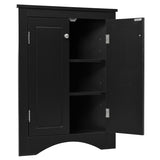 Black Triangle Bathroom Storage Cabinet with Adjustable Shelves, Freestanding Floor Cabinet for Home 62126568
