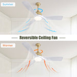 ZUN 54 Inch Modern ABS Ceiling Fan 6 Speed Remote Control Dimmable Reversible DC Motor With Light and 79193518