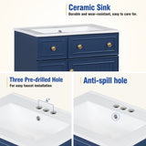 24-Inch Bathroom Vanity Cabinet with Ceramic Sink, 2 Drawers, 1 Door WF532034AAC