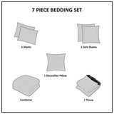 7 Piece Printed Seersucker Comforter Set with Throw Blanket Blue King/Cal King B03597122