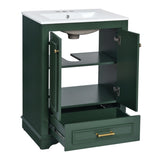 24'' Bathroom Vanity with Ceramic Sink Combo, Modern Freestanding Storage Cabinet with Silver N710P194893F