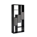 ZUN Bookcase Display Storage Cabinet, Multi Shelves Black & Distressed Grey B107130968