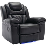 Home Theater Seating Manual Recliner Chair with LED Light Strip for Living Room,Bedroom, Black WF310725AAB