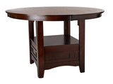 Dining Table Round Counter height Dining Table w Shelve 1pc Table Only Solid wood Dark Rosy Brown B01182192