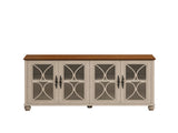 Elegant European Antique Style 4-Door Cabinet with Tempered Glass Doors,for Dining Room,Living W757P232701