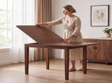 51.2" Solid Wood Folding Dining Table, Rotating Drop Leaf Design with Walnut Finish, Space-Saving W6013P585113