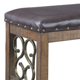Raphaela Black Synthetic Leather & Weathered Cherry Finish Bench B2726P331706