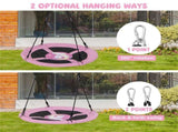 Pink 40" Saucer Tree Swing, 2 Hanging Ways 360&deg Rotation Adjustable Ropes 46.5"-68" 76748698