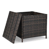 ZUN Outdoor PE Wicker Side Table with Storage, Patio Rattan End Table Square Container for Furniture 64589398