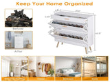 Shoe, 16 Pair Shoe Rack Storage Organizer with 2 Flip Drawers, White Entryway Shoe Storage 61976300