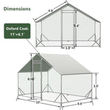 ZUN Large Metal Chicken Coop, Walk-in Chicken Run,Galvanized Wire Poultry Chicken Hen Pen Cage, Rabbits 49825910