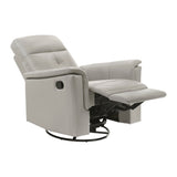 Silver Color Leather Upholstered Reclining Chair Swivel Glider Motion Modern Living Room Furniture B011P329291