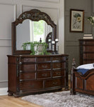 ZUN Classic Traditional 1pc Dresser of 11 Drawers Cherry Finish Formal Bedroom Furniture Carving Wood B011P168487