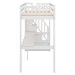 ZUN Twin Size Loft Bed with Storage Staircase and Built-in Desk, White 91750242