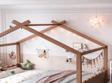 Queen House Floor Bed with Support Slats, Solid Wood House Bed Frame for Kids, No Box Spring Needed W1580P438812