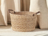 Water Hyacinth Woven Round Multi Use 16" Storage Basket - Natural Brown B093P295024