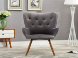 Doarnin Contemporary Silky Velvet Tufted Button Back Accent Chair, Gray T2574P164268