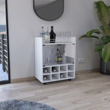 St Andrews Bar Cart with Built-In 8-Bottle Rack, Double Glass Door Cabinet, and Aluminum-Edged Top B070P188874
