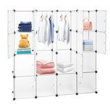 ZUN Modular Closet Organizer Plastic Cabinet, 16 Cube Wardrobe Cubby Shelving Storage Cubes Drawer Unit, 66443111