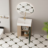 21.6" Open-shelving Bathroom Vanity with Ceramic Sink and Soft-Closing Door, Cloakroom Open Shelf 46799268