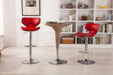 Masaccio Upholstery Airlift Adjustable Swivel Barstool with Chrome Base, Set of 2, Red T2574P164836
